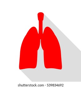 Human organs Lungs sign. Red icon with flat style shadow path.