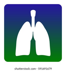 Human organs Lungs sign. Vector. White icon at green-blue gradient square with rounded corners on white background. Isolated.