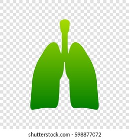 Human organs Lungs sign. Vector. Green gradient icon on transparent background.