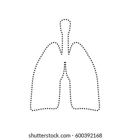 Human organs Lungs sign. Vector. Black dotted icon on white background. Isolated.