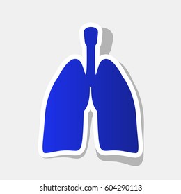 Human organs Lungs sign. Vector. New year bluish icon with outside stroke and gray shadow on light gray background.