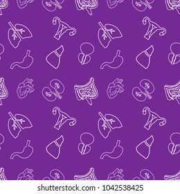 human organs seamless pattern. Pattern on the medical theme of the organs Lungs, Uterus, stomach, heart, liver
