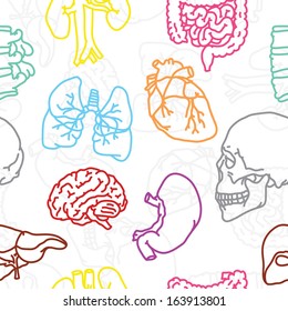 Human organs seamless vector pattern