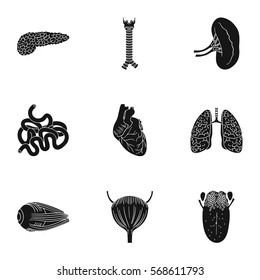 Human organs set icons in black style. Big collection of human organs vector symbol stock illustration