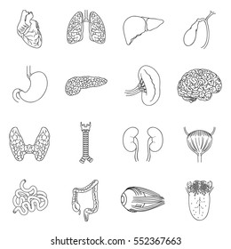 Human organs set icons in outline style. Big collection of human organs vector symbol stock illustration