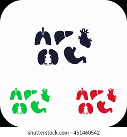 Human organs set Illustration set. Blue, green, red icon.