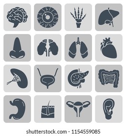 Human organs simple icons set for web and mobile