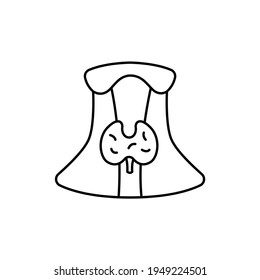 Human organs thyroid gland black line icon. Pictogram for web page, mobile app, promo. UI UX GUI design element. Editable stroke.