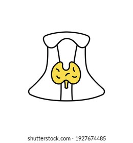 Symbol für die Farbe der Schilddrüse der menschlichen Organe. Piktogramm für Webseiten, mobile App, Promo. UI UX GUI Design Element. Bearbeitbarer Strich.