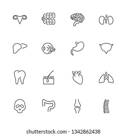 Human Organs, Transplantation outline icons set - Black symbol on white background. Human Organs Simple Illustration Symbol - lined simplicity Sign. Flat Vector thin line Icon - editable stroke