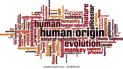 Human origin word cloud concept. Vector illustration