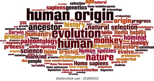 Human origin word cloud concept. Vector illustration