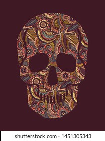 Human Ornamental Floral Decorative Skull. Day Of The Dead Skull