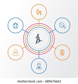 Human Outline Icons Set. Collection Of Worker, Head, Profile And Other Elements. Also Includes Symbols Such As Female, Group, Woman.