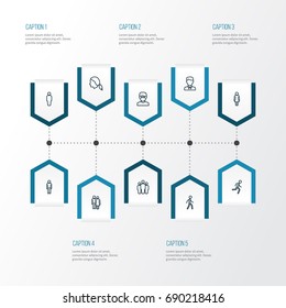 Human Outline Icons Set. Collection Of Team, Worker, Jogging And Other Elements. Also Includes Symbols Such As Human, Male, Walk.