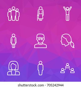 Human Outline Icons Set. Collection Of User, Business, Woman And Other Elements. Also Includes Symbols Such As Group, Woman, Man.