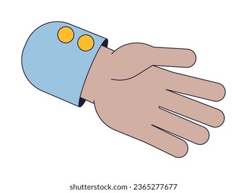Human outstretched hand flat line concept vector spot illustration. Gesture. Greeting 2D cartoon outline hand on white for web UI design. Editable isolated color hero image