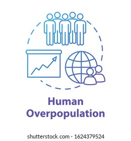Human overpopulation concept icon. Birth rate increase. International population. Ecological footprint. Society idea thin line illustration. Vector isolated outline RGB color drawing