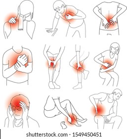 human pain in deference part cartoon vector for illustration healthy outline