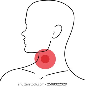 Human Pain In Throat Line Illustration Vector Illustration