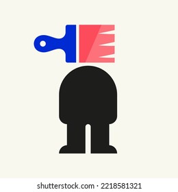 Human Paint Logo Design Concept With Human Body and Paint Brush Symbol Vector Template