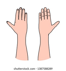Human palm of hand as line art concept of greeting, oath or warning symbol - part of communication between people by gesturing