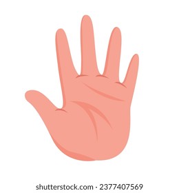 Human palm or hand skin vector image, sense of touch, five human senses, colored flat vector illustration