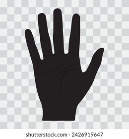 Human palm, hand vector icon, silhouette. Front side hand silhouette. 