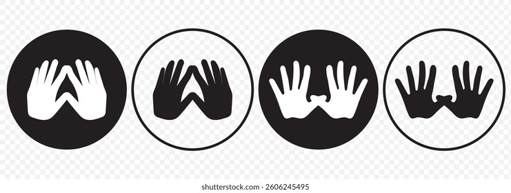 Human palm hand vector silhouette on white background. Vector icon 10 eps.