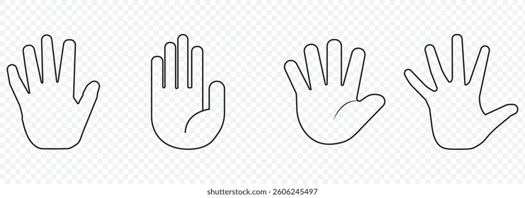 Human palm hand vector silhouette on white background. Vector icon 10 eps.