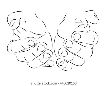 human palm hands isolated outline lines vector illustration