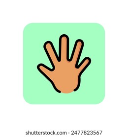 Icono de línea de palma humana. Mano, dedo, señal. Concepto de gestos. Se puede utilizar para temas como advertencia, prevención, saludo humano