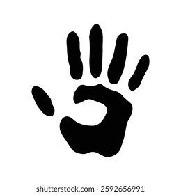 human palm print isolated on transparent background simple flat icon