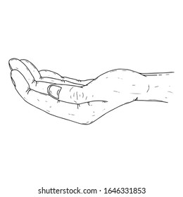 Human palms icon. Vector illustration of a palm hold. Hand drawn human palms hold.