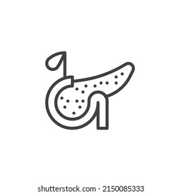 Human pancreas line icon. linear style sign for mobile concept and web design. Pancreas organ outline vector icon. Symbol, logo illustration. Vector graphics