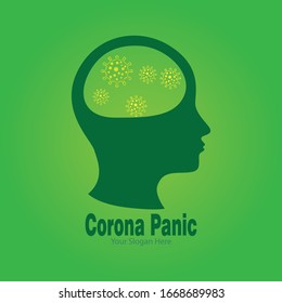 Logo de corona del virus del pánico humano