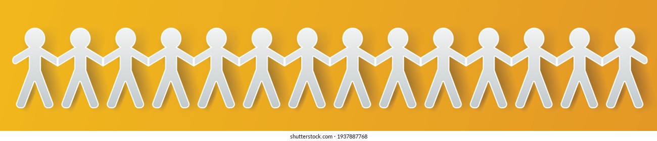 Human paper cut figures in a row .Teamwork concept graphic vector.