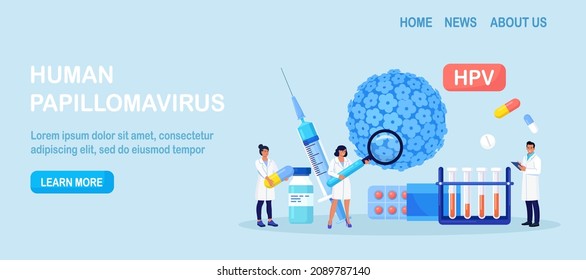 Human Papillomavirus. Doctor Diagnosis HPV Virus. Cervical Cancer Early Diagnostics And Checkup. Scientist Analyzing Infected Cells. HPV Vaccination For Reduce Virus Infection Risk Or Oncology