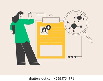 Human papillomavirus HPV abstract concept vector illustration. HPV infection development, skin-to-skin viral infection, human papillomavirus, cervical cancer early diagnostics abstract metaphor.