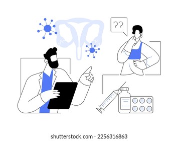 Human papillomavirus treatment abstract concept vector illustration. Human papillomavirus medication, HPV treatment, immune system response, relieve symptoms, removing cells abstract metaphor.