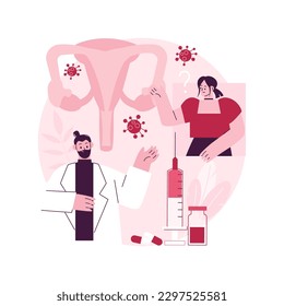 Human papillomavirus treatment abstract concept vector illustration. Human papillomavirus medication, HPV treatment, immune system response, relieve symptoms, removing cells abstract metaphor.