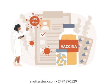 Human papillomavirus treatment isolated concept vector illustration. Human papillomavirus medication, HPV treatment, immune system response, relieve symptoms, removing cells vector concept.