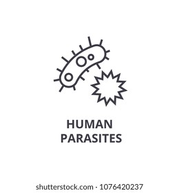 human parasites thin line icon, sign, symbol, illustation, linear concept, vector 