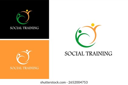 design de logotipo conectado de parceiro humano com conceito de treinamento social liderança vetor solidariedade projeto de empoderamento