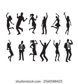 human party dancing silhouette vector