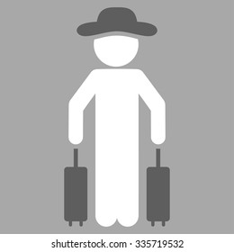 Human Passenger vector icon. Style is bicolor flat symbol, dark gray and white colors, rounded angles, silver background.