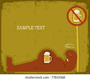 Human passion about beer.Vector grunge symbol of alcohol on poster