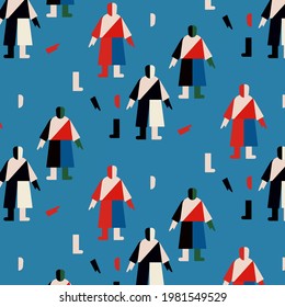 Human pattern . abstract geometry . Factory textiles . Women's clothing .