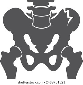 Human pelvis crack black icon. Injury illustration