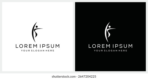 human people aerobics logo design, silhouette of a human body graphic vector icon template